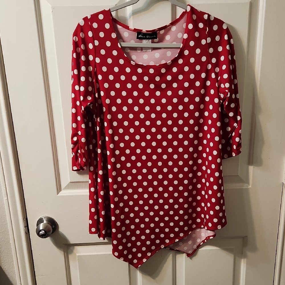 Star Vixen Red and White Polka Dot Blouse